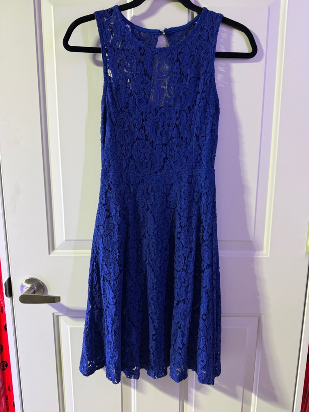 Another Story Royal Blue Lace Fit-and-Flare Dress-XS